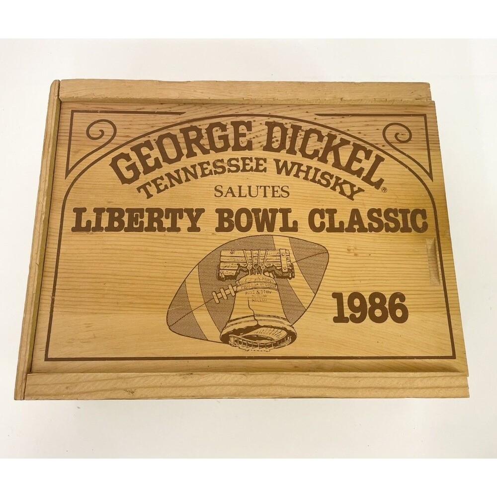 VTG George Dickel Tennessee Whisky Liberty Bowl Classic Empty Wood  Lid Box 1986